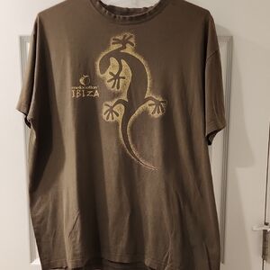 Melocotton Design Olive Green Short Sleeve Tee with Lizrd Design Size XL